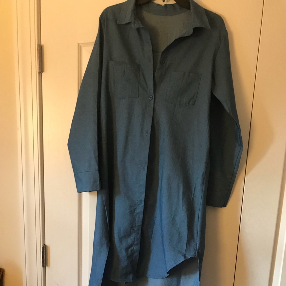 Denim Shirt Dress Asymmetric Size Med